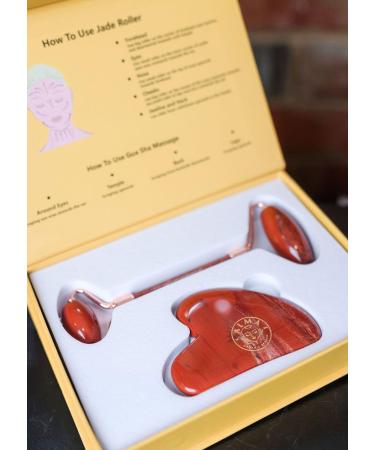 RED JASPER ROLLER and GUA SHA SET