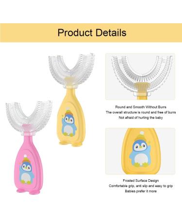 Children's U-Shaped Toothbrush - All-Round Manual Silicone Brush in Pink & Yellow | Ideal for Whole Mouth Cleaning - Buy Online on GoSupps.com