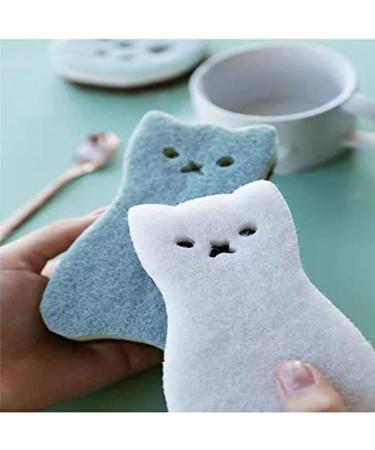 Dishwashing Sponge Scrub Sponge Multifunctional Cartoon Cleaning Sponge Cute Cat Kitchen Sponges Dish Scrubber Home Dishes Washing Cleaning Tool - Buy Online on GoSupps.com