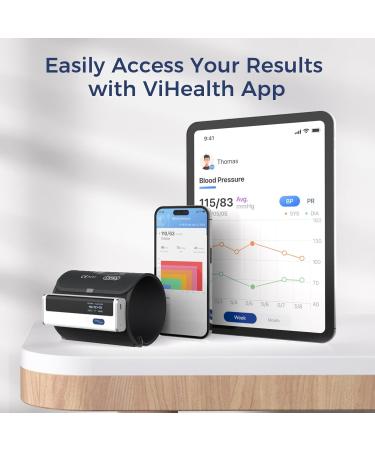 Wellue Bluetooth Blood Pressure Monitor - Portable Upper Arm Cuff USB Rechargeable Free iOS & Android App - Best Home Use Smart BP Machine - Buy Online on GoSupps.com