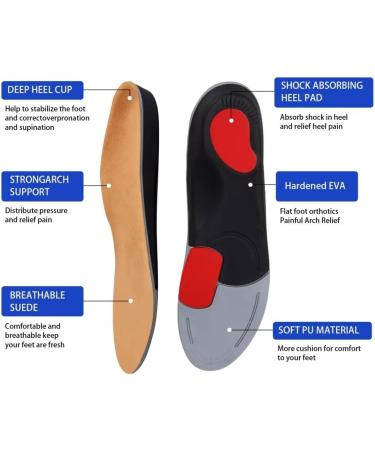 High Arch Support Insoles for Work Boots & Sneakers | Plantar Fasciitis Relief | Women 7-8/Men 6-7 - Buy Online on GoSupps.com