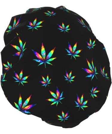 Tie Dyes Weed Leaf Shower Cap | Reusable Hair Protection Bonnet | Waterproof Bathing Hat - Buy Online on GoSupps.com