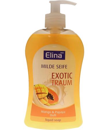Elina Med Exotic Dream Soap - 6 x 500 ml Liquid Soap with Mango & Papaya Fragrance - International Shipping Available - Buy Online on GoSupps.com