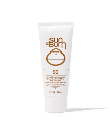 Sun Bum Mineral SPF 50 Sunscreen Lotion | Vegan and Reef Friendly (Octinoxate & Oxybenzone Free) Broad Spectrum Natural Sunscreen with UVA/UVB Protection | 3 oz SPF 50 Lotion