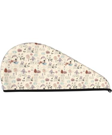 Buy Cute Animals Autumn Forest Microfiber Hair Towel | Soft Absorbent Wrap for Long Curly Hair - Quick Dry Coral Velvet - Buy Online on GoSupps.com