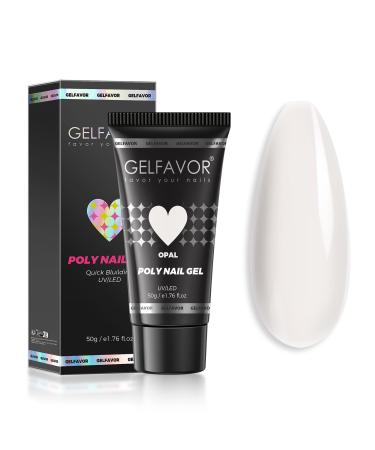 Gelfavor White Poly Nail Gel Opal White Poly Builder Nail Gel Opal Gel Poly Extension for Nails Poly Builder Extension Poly Nail Art Design White Gel Extension Beauty Nail Gift for Women DIY at Home