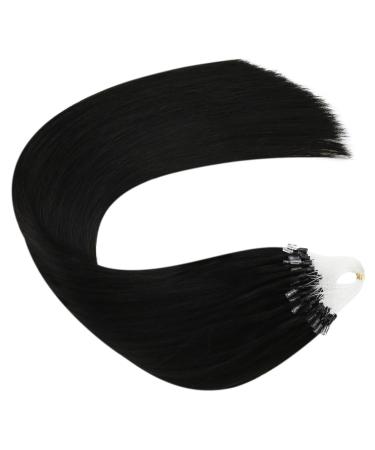 Ugeat Real Hair Microring Extensions - 40cm Micro Loop Black Hair Extensions | 50g with 50 Highlights | Premium Quality #1B - Buy Online on GoSupps.com