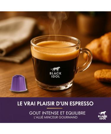  Black idol BLACK IDOL COFFEE BURNER Slimming 100 Capsules Intensity 7 Coffee Capsules Compatible with Nespresso Ground and Roasted in France Coffee with Natural Antioxidants of Green Tea - Buy Online on GoSupps.com