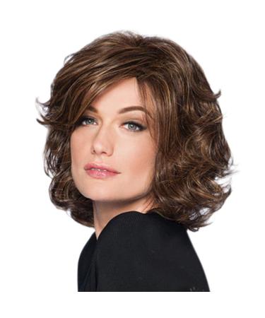 Waselia - Pillars Real Hair Lace Front curls brown cosplay wigs brown short women fluffy dyed T color short hair brown wig fluffy realistic anti -warping short curly hair