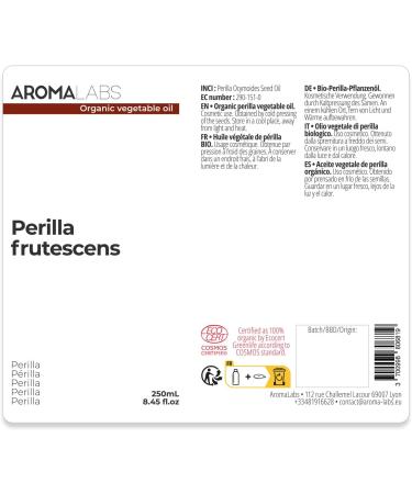 Organic Perilla Vegetable Oil - 250 ml - 100% Pure Natural Cold Pressed and Cosmos Certified - Aroma LABS (French Brand) - Buy Online on GoSupps.com