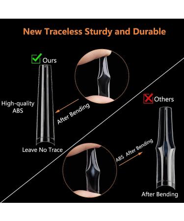 504Pcs XXL Long Clear Coffin Nail Tips for Acrylic Nails - Professional Fake Nails with 2 Nail Files - Buy Online on GoSupps.com