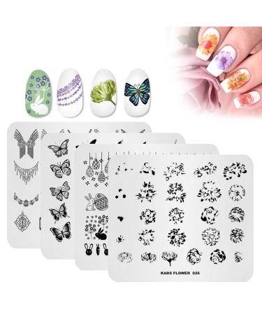Kads Nail Art Stamping Template - Flower Pattern Stencil | 4pcs Manicure Supplies for Stunning Nail Art - Buy Online on GoSupps.com