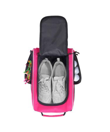 WOLT Golf Shoe Bag - Sports & Travel Shoes Carrier Bags with Ventilation & Double Outside Accessory Pocket, for women and men Pink