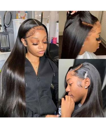 28 Inch HD Transparent Lace Front Wig Human Hair | 180% Density, Pre Plucked, Glueless | Natural Color Straight Lace Frontal Wig for Black Women - Buy Online on GoSupps.com