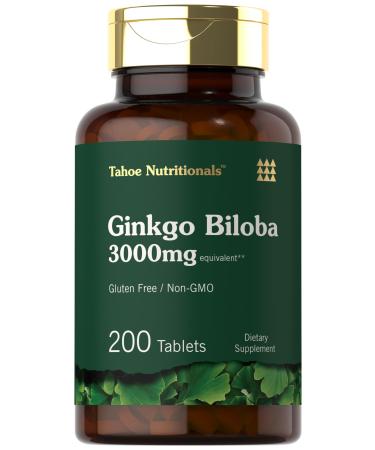 Carlyle Ginkgo Biloba | 200 Vegetarian Tablets | Extra Strength | Non-GMO Gluten Freen Formula | by Tahoe Nutritionals 200 Count (Pack of 1)