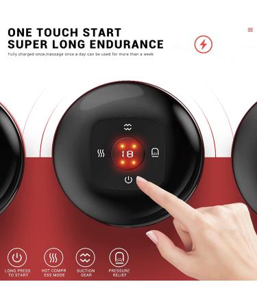Electric Cupping Set with 12 Modes for Neck, Shoulder, and Back Massage - Red - Buy Online on GoSupps.com