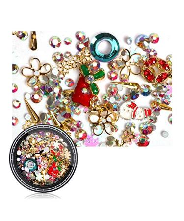 Jeenuuder Nail Colorful Nail Christmas Rhinestone Series 3D Manicure Nail Art Decor DIY Rivet Studs Pearl Jewelry SD-01