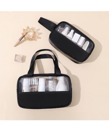 4PCS Clear Waterproof Toiletry Travel Bags with Zipper Handle - Black Set for Men and Women | Portable Airport Makeup Bags - Buy Online on GoSupps.com