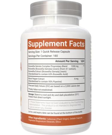 VitaCosmoX Boswellia Serrata Complex 1200 mg 180 Vegetarian Capsules 100% Vegetarian Non-GMO & Gluten Free - Buy Online on GoSupps.com