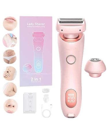 Duskofficial Razor 2 in 1 Portable Electric Shaver Razors for Women The Glide Pro 3.0 Waterproof Electric Razor Wireless Bikini Trimmer Wet and Dry Painless Hair Removal Removable Head (Pink)
