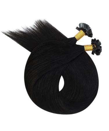 Ugeat Bonding Extensions: Premium Real Hair Keratin Flat Tip Extensions - 40cm Color 1B 50 Strands for Flawless Styles - Buy Online on GoSupps.com