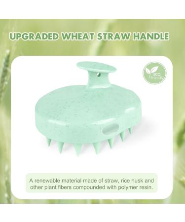 FREATECCH CHAUT Massage Brush - Shampoo Brush for Hair Wash Head Massage & Growth | Silicone Dandruff Removal with Wheat Straw Handle - Mint Green - Buy Online on GoSupps.com