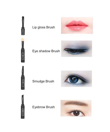 4 in 1 Telescopic Makeup Brushes Set - Retractable Lipstick Eyebrow Eyeshadow & Face Brush - Portable Cosmetic Tool for Home Travel & Beauty Salons (Black - Buy Online on GoSupps.com