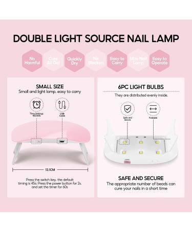 COSCELIA Mini UV LED Lamp for Gel Nails - 6W USB Portable Nail Dryer with 45/60s Timer | Professional Foldable Nail Gel Hardening Lamp - Buy Online on GoSupps.com