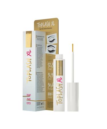 Toplash XL eyelash and eyebrow booster - growth serum with eyelash and eyebrow amplifier - promotes healthy strong eyelashes - with natural potanicals and peptides - 6 ml gold (6 ml) - Buy Online on GoSupps.com