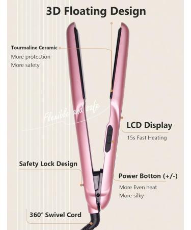 ANGENIL Argan Oil 2-in-1 Hair Straightener & Curler | Professional Portable Flat Iron | 1 Inch Dual Voltage LCD Display | Pink - Buy Online on GoSupps.com