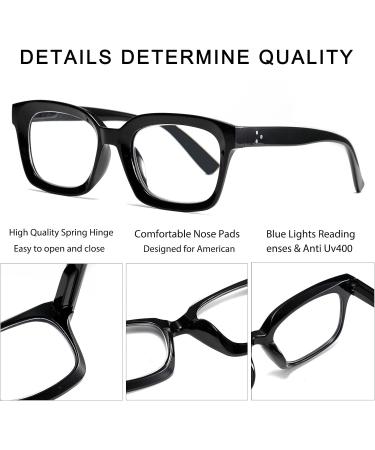3 Pack Oversized Square Reading Glasses for Women - Blue Light Blocking +1.5 Diopter Spring Hinge Computer Readers - Stylish & High-End - Buy Online on GoSupps.com