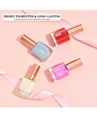Pink Nail Polish Highly Pigmented Nail Varnish Long Lasting & Chip Resistant Nail Polish Natural Pink Nail Gel for Girls Quick Dry Nail Polish for Art Manicure DIY at Home - Buy Online on GoSupps.com