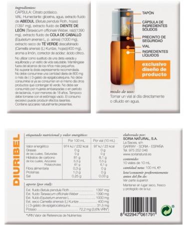 Soria Natural Diuribel 10 Viales - Natural Diuretic for Healthy Wellness | Shop Internationally Now - Buy Online on GoSupps.com