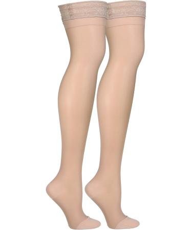 Truform Compression Thigh High Stockings 15-20 mmHg - Nude Medium 2 Pair Pack - International Shipping Available - Buy Online on GoSupps.com
