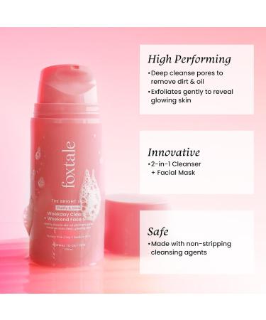 F.ox-tal e Purify & Glow Cleanser + Clay Mask - Deep Cleansing Exfoliating Facial for Bright Skin | Ideal for Men & Women | 100ml - International Shipping Available - Buy Online on GoSupps.com