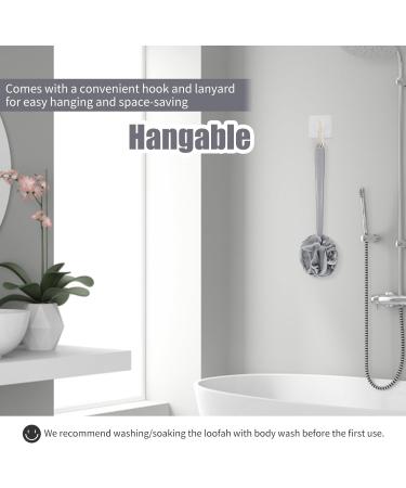 VANZAVANZU Loofah Sponge Set - Exfoliating Shower Puff with Long Handle, Anti-Slip Design - Gray/White - Buy Online on GoSupps.com