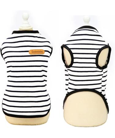Voarge Soft Cotton Dog T-Shirt - Summer Striped Tank Top for Small & Medium Dogs | Cute Puppy Clothing in Blue (Size S) - Buy Online on GoSupps.com