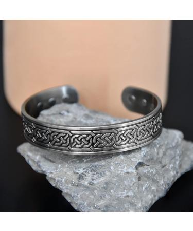 Vicmag Copper Bracelet for Men | Ultra Strength Magnetic 99.99% Solid Pure Copper Cuff Bangle | Adjustable Size | Gift Box Included | Grey Ax - Buy Online on GoSupps.com