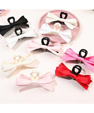 xbiez Cute Fairy Claw Clips Hairpin Y2K-Style Balletcore Headdress Bunches Accessories Bow Ribbon Cute Headdress Beige on black - Buy Online on GoSupps.com
