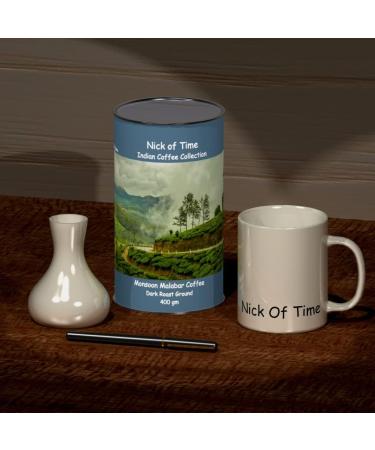 Nick Of Time Indian Monsoon Malabar Ground Coffee 100% Arabica AA Grade Dark Roast from Malabar Region (400g |14.10 oz) - Buy Online on GoSupps.com