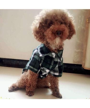 Yowablo Plaid Pet Shirt for XS Dogs - Stylish Green Pet Apparel - International Shipping Available - Buy Online on GoSupps.com