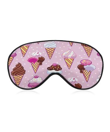 Cute Pop with Ice Cream Sleeping Blindfold Mask Cute Eye Shade Cover with Adjustable Strap for Women Men Night