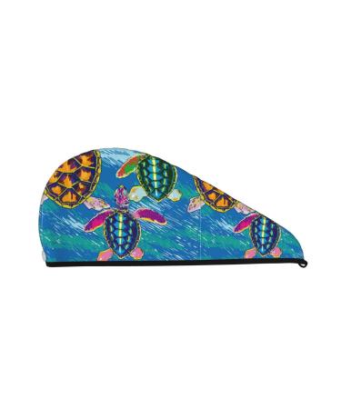 Little Sea Turtles Microfiber Hair Towel Soft Super Absorbent Hair Towel Wrap for Women Coral Velvet Quick Dry Hair Cap for Long Curly and Thick Hair