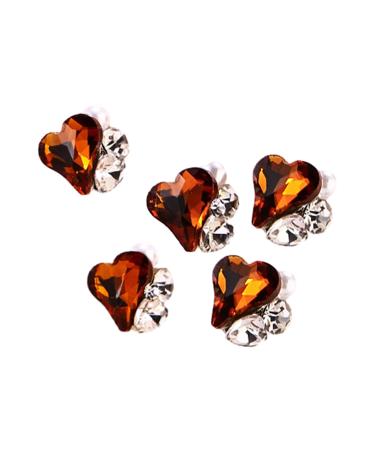 PERZOE Fake Crystal Nails Autumn Nail Decorations 5pcs 3d Heart/square Faux Charm Diy Art Rhinestones Ornament Phone Case Decorative Accessories Manicure D