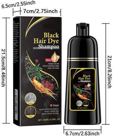  Hppsctink 3 in 1 Instant Hair Color Shampoo for Black Hair Hair Hydration Cleansing & Repairing 200ml - Buy Online on GoSupps.com