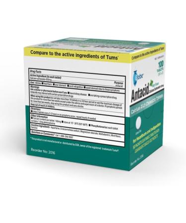 Globe Chewable Mint Antacid Tablets for Acid Indigestion Heartburn and Upset Stomach - 50 Packets of 2 Tablets Each 100 Count. Made in The USA - Buy Online on GoSupps.com