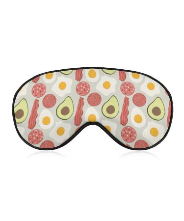 Cute Avocado and Egg Bacon Sleep Mask for Women Adjustable Sleeping Eye Shades Cover with Elastic Strap