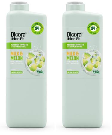 Dicora Urban Fit Nourishing Shower Gel - Hydrating Body Wash with Fruity Aroma - Gluten Free Womens and Mens Body Wash - Milk and Melon - 25.4 oz (Pack of 2) 25.4 Fl Oz (Pack of 2)