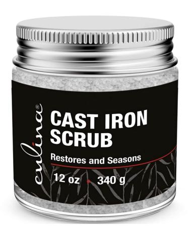 Culina Cast Iron Cleaning & Restoring Scrub | Removes Rust Without Scratching & Care Before Cleaning, Washing & Seasoning | 100% Natural | for Cast Iron Skillets, Pans & Cookware