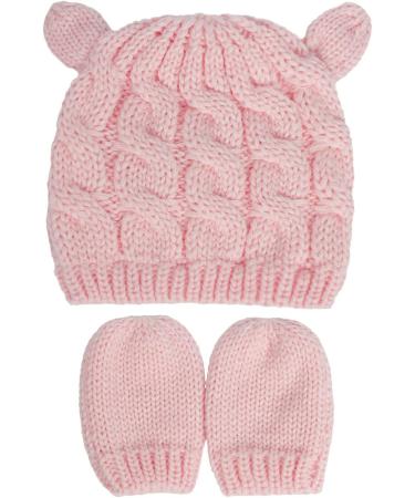 XYIYI Newborn Baby Winter Beanie Hat Mitten Set - Pink - 0-3 Months - Buy Online on GoSupps.com